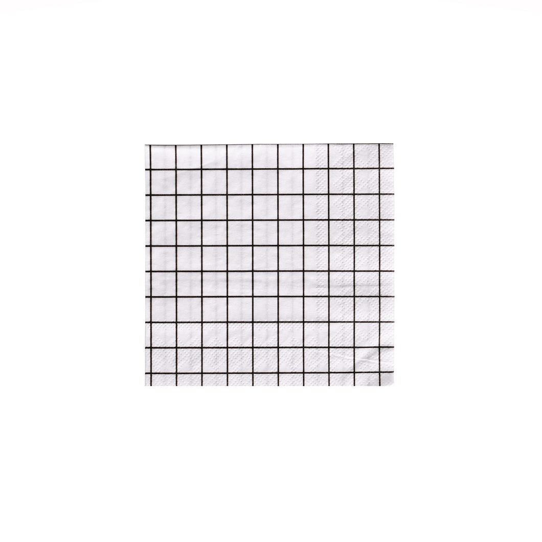 Black and White Grid Napkins (Cocktail)-Oh Happy Day